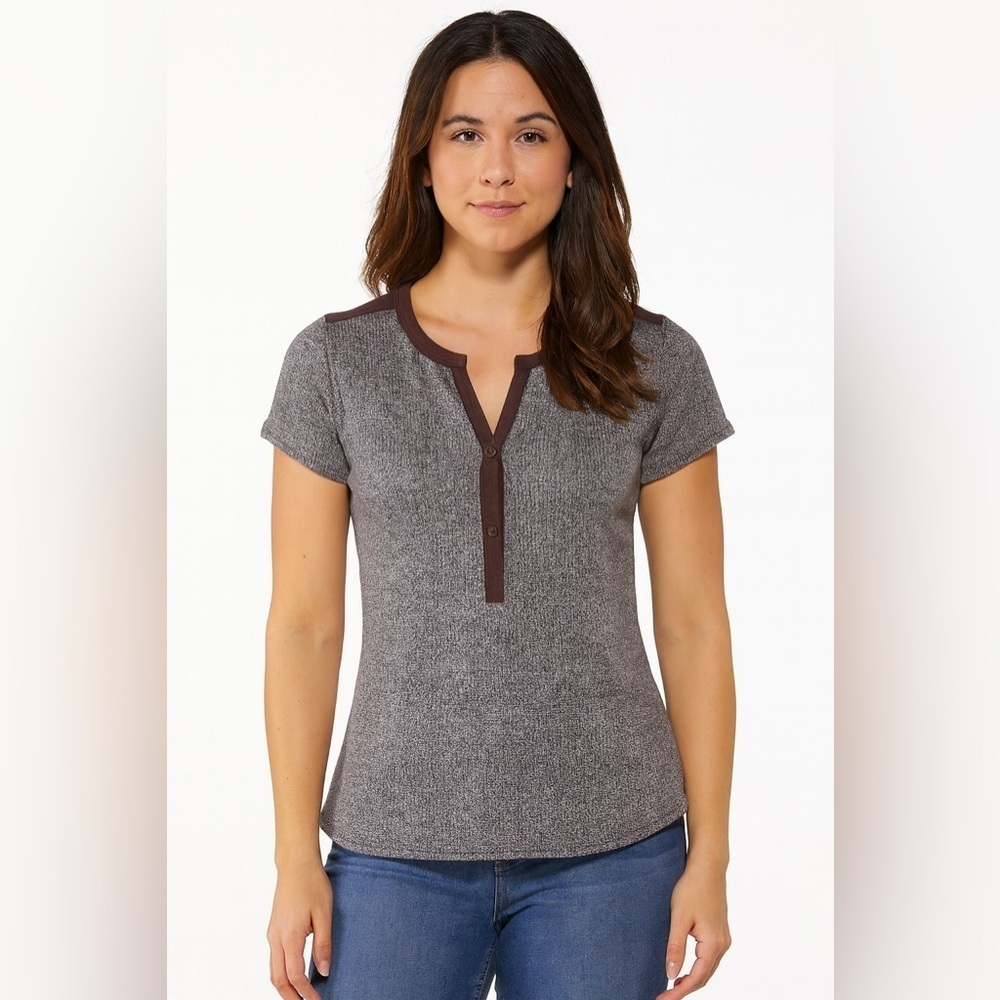 Liz Claiborne Small Brown V Neck Blouse